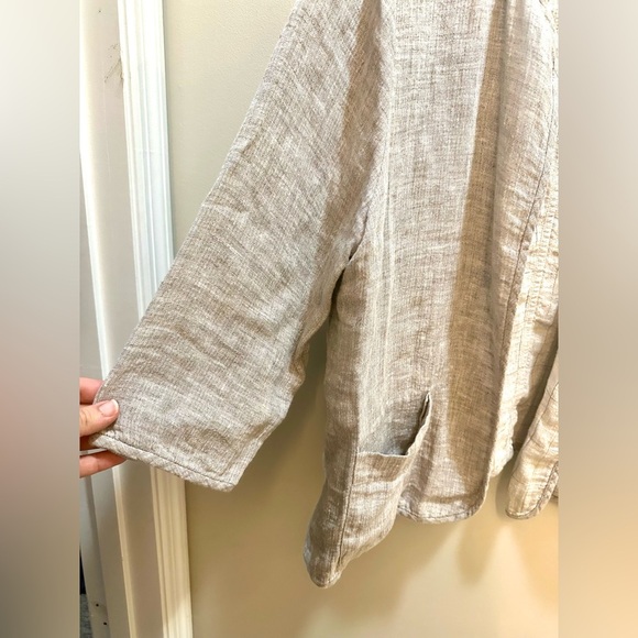 Eileen Fisher Gray Linen Heathered Open-Front Jacket Blazer Size XL - Picture 3 of 5